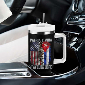 Patria y Vida Cuba Libre Freedom Tumbler With Handle Cuban Pride Independence USA Cuba Flag TS02 Print Your Wear
