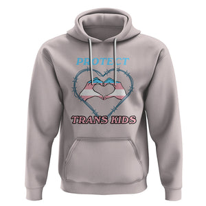 Protect Trans Kids Hoodie LGBT Support LGBT Pride Flag Heart Sign TS02 Ice Gray Printyourwear