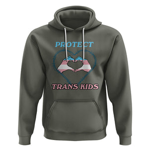 Protect Trans Kids Hoodie LGBT Support LGBT Pride Flag Heart Sign TS02 Military Green Printyourwear