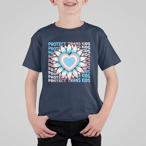 Protect Trans Kids T Shirt For Kid Transgender Support LGBT Pride Flag Sunflower TS02 Navy Printyourwear