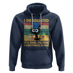 Last Day Of School Hoodie Black Cat It's Fine I'm Fine Everything TS02 Navy Printyourwear