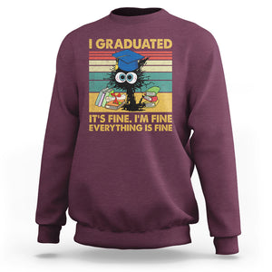 Last Day Of School Sweatshirt Black Cat It's Fine I'm Fine Everything TS02 Maroon Printyourwear