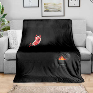 Humorous Diving Steak Charcoal Grill Graphic Throw Blanket BBQ Grilling Pitmaster Cookout Funny Barbecue Master TS02 Print Your Wear