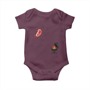 Humorous Diving Steak Charcoal Grill Graphic Baby Onesie BBQ Grilling Pitmaster Cookout Funny Barbecue Master TS02 Maroon Print Your Wear