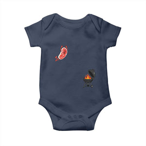 Humorous Diving Steak Charcoal Grill Graphic Baby Onesie BBQ Grilling Pitmaster Cookout Funny Barbecue Master TS02 Navy Print Your Wear