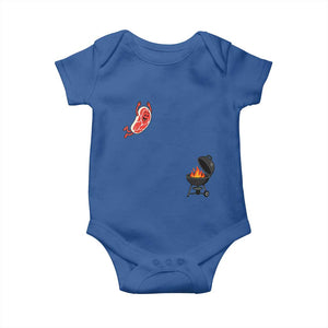 Humorous Diving Steak Charcoal Grill Graphic Baby Onesie BBQ Grilling Pitmaster Cookout Funny Barbecue Master TS02 Royal Blue Print Your Wear