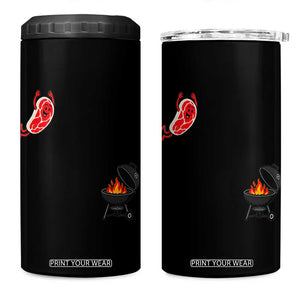 Humorous Diving Steak Charcoal Grill Graphic 4 in 1 Can Cooler Tumbler BBQ Grilling Pitmaster Cookout Funny Barbecue Master TS02 One Size: 16 oz Black Print Your Wear