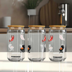 Humorous Diving Steak Charcoal Grill Graphic Glass Can BBQ Grilling Pitmaster Cookout Funny Barbecue Master