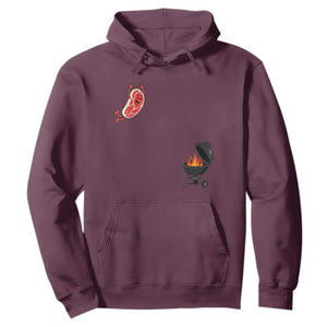 Humorous Diving Steak Charcoal Grill Graphic Hoodie BBQ Grilling Pitmaster Cookout Funny Barbecue Master TS02 Maroon Print Your Wear