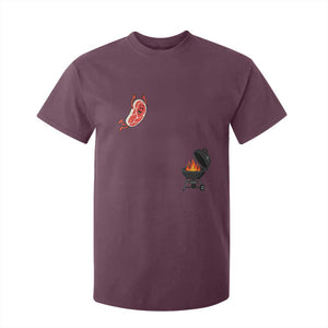 Humorous Diving Steak Charcoal Grill Graphic T Shirt For Kid BBQ Grilling Pitmaster Cookout Funny Barbecue Master TS02 Maroon Print Your Wear