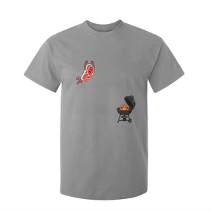 Humorous Diving Steak Charcoal Grill Graphic T Shirt For Kid BBQ Grilling Pitmaster Cookout Funny Barbecue Master TS02 Sport Gray Print Your Wear