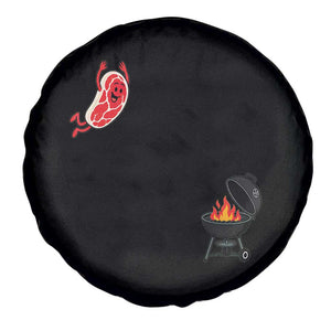 Humorous Diving Steak Charcoal Grill Graphic Spare Tire Cover BBQ Grilling Pitmaster Cookout Funny Barbecue Master TS02 Print Your Wear