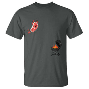 Humorous Diving Steak Charcoal Grill Graphic T Shirt BBQ Grilling Pitmaster Cookout Funny Barbecue Master TS02 Dark Heather Print Your Wear