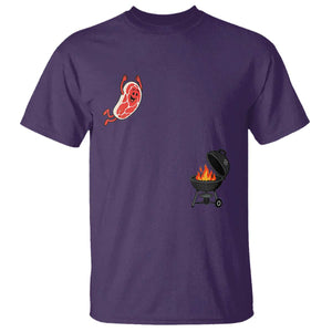 Humorous Diving Steak Charcoal Grill Graphic T Shirt BBQ Grilling Pitmaster Cookout Funny Barbecue Master TS02 Purple Print Your Wear