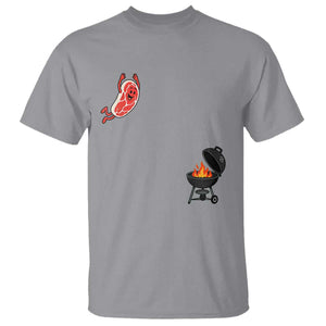Humorous Diving Steak Charcoal Grill Graphic T Shirt BBQ Grilling Pitmaster Cookout Funny Barbecue Master TS02 Sport Gray Print Your Wear