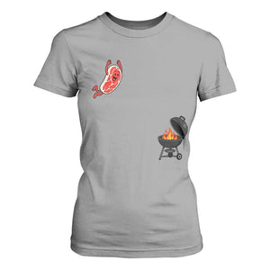 Humorous Diving Steak Charcoal Grill Graphic T Shirt For Women BBQ Grilling Pitmaster Cookout Funny Barbecue Master TS02 Sport Gray Print Your Wear