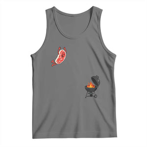 Humorous Diving Steak Charcoal Grill Graphic Tank Top BBQ Grilling Pitmaster Cookout Funny Barbecue Master