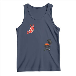 Humorous Diving Steak Charcoal Grill Graphic Tank Top BBQ Grilling Pitmaster Cookout Funny Barbecue Master