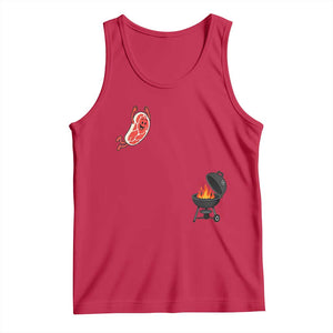 Humorous Diving Steak Charcoal Grill Graphic Tank Top BBQ Grilling Pitmaster Cookout Funny Barbecue Master