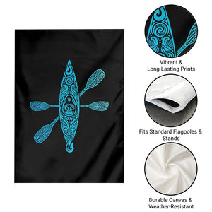 Polynesian Tribal Kayak Graphic Garden Flag Maori Pattern Water Sports Cyan Gradient Paddling TS02 Print Your Wear