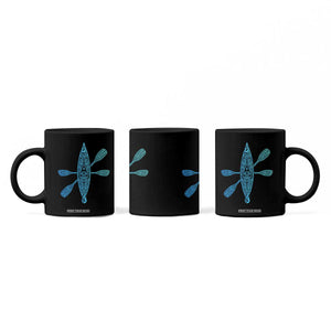 Polynesian Tribal Kayak Graphic Coffee Mug Maori Pattern Water Sports Cyan Gradient Paddling TS02 Print Your Wear
