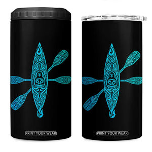 Polynesian Tribal Kayak Graphic 4 in 1 Can Cooler Tumbler Maori Pattern Water Sports Cyan Gradient Paddling TS02 One Size: 16 oz Black Print Your Wear