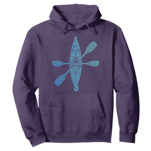 Polynesian Tribal Kayak Graphic Hoodie Maori Pattern Water Sports Cyan Gradient Paddling TS02 Purple Print Your Wear