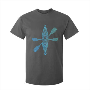 Polynesian Tribal Kayak Graphic T Shirt For Kid Maori Pattern Water Sports Cyan Gradient Paddling TS02 Dark Heather Print Your Wear