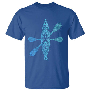 Polynesian Tribal Kayak Graphic T Shirt Maori Pattern Water Sports Cyan Gradient Paddling TS02 Royal Blue Print Your Wear