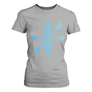 Polynesian Tribal Kayak Graphic T Shirt For Women Maori Pattern Water Sports Cyan Gradient Paddling TS02 Sport Gray Print Your Wear