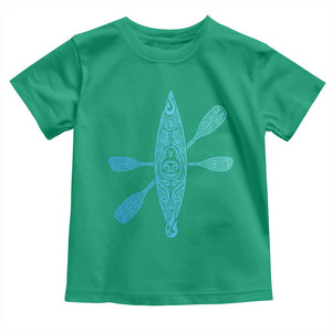Polynesian Tribal Kayak Graphic Toddler T Shirt Maori Pattern Water Sports Cyan Gradient Paddling TS02 Irish Green Print Your Wear