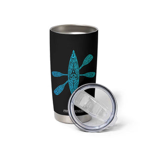 Polynesian Tribal Kayak Graphic Tumbler Cup Maori Pattern Water Sports Cyan Gradient Paddling TS02 Print Your Wear