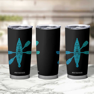 Polynesian Tribal Kayak Graphic Tumbler Cup Maori Pattern Water Sports Cyan Gradient Paddling TS02 Print Your Wear