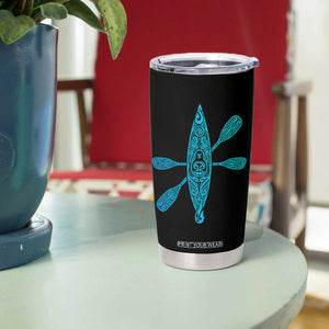 Polynesian Tribal Kayak Graphic Tumbler Cup Maori Pattern Water Sports Cyan Gradient Paddling TS02 Print Your Wear