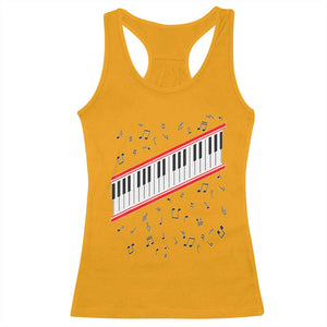 Piano Keyboard Graphic Racerback Tank Top Musical Notes Alignment Pianist TS02 Gold Print Your Wear