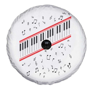 Piano Keyboard Graphic Spare Tire Cover Musical Notes Alignment Pianist TS02 Print Your Wear