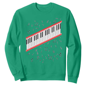 Piano Keyboard Graphic Sweatshirt Musical Notes Alignment Pianist TS02 Irish Green Print Your Wear