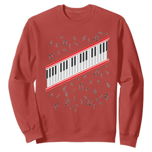 Piano Keyboard Graphic Sweatshirt Musical Notes Alignment Pianist TS02 Red Print Your Wear