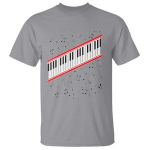 Piano Keyboard Graphic T Shirt Musical Notes Alignment Pianist TS02 Sport Gray Print Your Wear