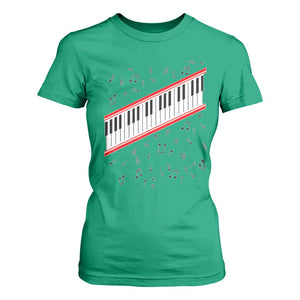 Piano Keyboard Graphic T Shirt For Women Musical Notes Alignment Pianist TS02 Irish Green Print Your Wear
