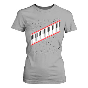Piano Keyboard Graphic T Shirt For Women Musical Notes Alignment Pianist TS02 Sport Gray Print Your Wear