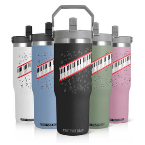 Piano Keyboard Graphic Flip Straw Tumbler Musical Notes Alignment Pianist TS02 Print Your Wear