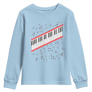 Piano Keyboard Graphic Youth Sweatshirt Musical Notes Alignment Pianist