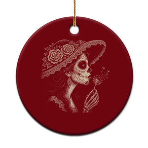 Vintage Dia de los Muertos Catrina Portrait Graphic Ceramic Ornament Gothic Sugar Skull Woman Blowing Dandelion TS02 1pc Red Print Your Wear