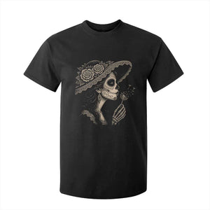 Vintage Dia de los Muertos Catrina Portrait Graphic T Shirt For Kid Gothic Sugar Skull Woman Blowing Dandelion TS02 Black Print Your Wear