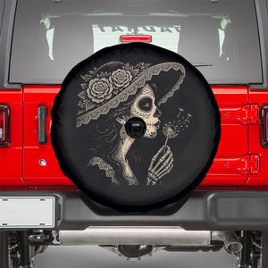 Vintage Dia de los Muertos Catrina Portrait Graphic Spare Tire Cover Gothic Sugar Skull Woman Blowing Dandelion TS02 Black Print Your Wear
