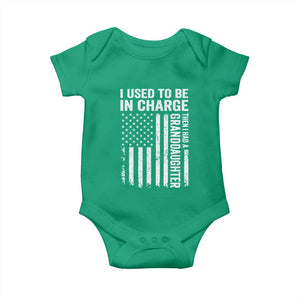 Patriotic American Flag Grandfather Pride Baby Onesie I Used To Be In Charge Granddaughter Funny Grandpas Girls Distressed USA Style