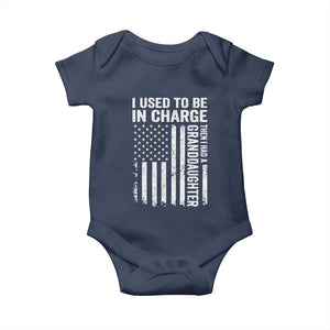 Patriotic American Flag Grandfather Pride Baby Onesie I Used To Be In Charge Granddaughter Funny Grandpas Girls Distressed USA Style