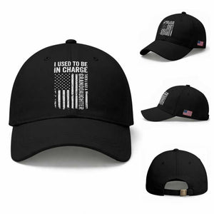 Patriotic American Flag Grandfather Pride Baseball Cap I Used To Be In Charge Granddaughter Funny Grandpas Girls Distressed USA Style TS02 Baseball Cap Universal Fit Black Print Your Wear