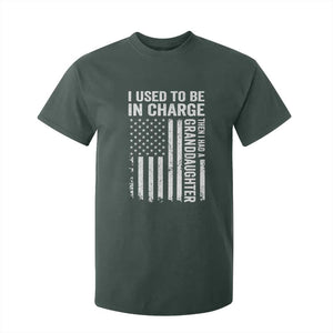 Patriotic American Flag Grandfather Pride T Shirt For Kid I Used To Be In Charge Granddaughter Funny Grandpas Girls Distressed USA Style TS02 Dark Forest Green Print Your Wear